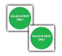 2X Salad & Fruit Only - Allergen Food Stickers - Colour Coded Chopping Board Sign Kitchen Labels - 100mm x 100mm