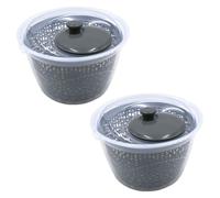 2x Salad Spinner Ø 25 CM Plastic Grey Salat Bowl 5l With Crank & Strainer