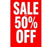 2x SALE Up to 50 Percent Off A1 Poster - Bold Retail Window Display Sign | High Visibility Red Promotional Poster for Shopfronts, Boutiques, Pop-Ups & Stores | Durable, Easy to Hang (59.4 x 84.1cm)