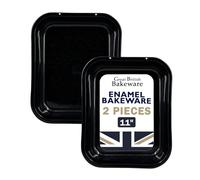 2X Samuel Groves - Vitreous Enamel 28cm Roasting Pan Small, Made in England, Roasting Tray Baking Tin, British Bakeware by Chabrias LTD