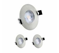 2X Sanlumia LED Recessed Downlight IP44 Ultra Slim Mains Powered Intergrated Flat Spotlight,7W 600lm,38 Beam Angle, 6400K Cool White, Satin Nickel Spot Ceiling Kitchen Bedroom Bathroom Living Room