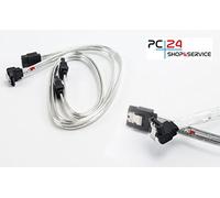 2x SATA cable silver 19,68 inch (50cm) | 1x even-even | 1x even-angled | compatible up to S-ATA/600 | Serial ATA | 1,5GBs/3GBs/6GBs (backward compatible) | S-ATA Cable | Premium quality of PC24 Shop & Service