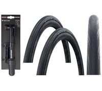 2x Schwalbe LUGANO 700 x 28c BLACK Road Bike TYRES + BALDYS MINI PUMP