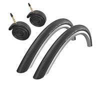 2x Schwalbe Lugano 700c x 28 Road Racing Bike Tyres & Presta Tubes - Black