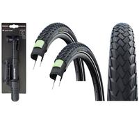2x Schwalbe MARATHON 27.5 x 1.65 Puncture Protected Bike TYRES + BALDYS MINI PUM