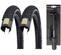 2x Schwalbe RAPID ROB 27.5 x 2.25 Mountain Bike Black TYRES + BALDYS MINI PUMP