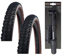 2x Schwalbe SMART SAM 27.5 x 2.10 BRONZE WALL MTB Bike TYRE + BALDYS MINI PUMP