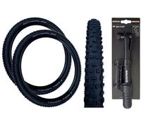 2x Schwalbe TOUGH TOM 27.5 x 2.35 Mountain Bike TYRES + BALDYS MINI PUMP