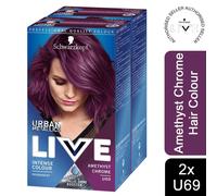 2x SchwarzkopfLiveIntense ColourPermanent HairDye,U69Amethyst ChromewithBoosters