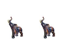 2X Sculpture Elephant Graffiti Painting Nordic Elephant Art Decoration Animal Resin C
