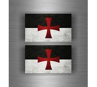 2x Self-Adhesive Sticker Templier Crusades Templar Flag crussader Knights