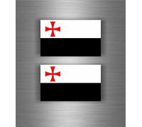 2x Self-Adhesive Sticker Templier Crusades Templar Flag crussader Knights R2
