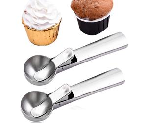 2x Set Ice Cream Scoop Stainless Steel Ice Dessert Spoons Melonenkugeln Float