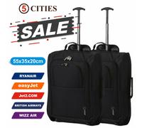 2x Set Lightweight Carry On Cabin Hand Luggage Trolley Suitcase Bags 55x35x20cm