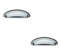 2x Shaker Cup Pull Handle 124 x 35mm 96mm Fixing Centres Polished Chrome