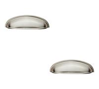 2x Shaker Cup Pull Handle 124 x 35mm 96mm Fixing Centres Satin Nickel