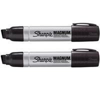 2x Sharpie PRO MAGNUM king size ,Chisel Tip BLACK Permanent Marker