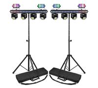 2X ShowBar Go Moving Head Light Bar DJ Lighting Package with Wireless Transceivers, Tripod Stands & Carry Cases, 3-in-1 LED Effect, Multi-Beam, Wash, Derby, Strobe, Auto, Wireless DMX Modes