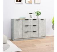 2x Sideboards Concrete Grey Engineered Wood 60x30x70 cm Storage Cabinet Twin Set