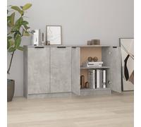 2x Sideboards Concrete Grey Engineered Wood 60x30x70cm Modern Storage Cupboards