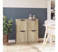 2x Sideboards Engineered Wood Sonoma Oak 30x30x70 cm Tall Storage Cabinets Pair