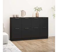 vidaXL 2x Sideboards Black Engineered Wood Storage Cabinet Home Organiser