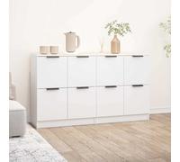 vidaXL 2x Sideboards White Engineered Wood Storage Cabinet Home Organiser