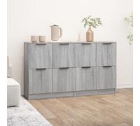2x Sideboards Grey Sonoma Engineered Wood 60x30x70cm Storage Cabinets Units Pair