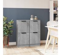 2x Sideboards Grey Sonoma Oak Engineered Wood 30x30x70cm Storage Cabinets Pair 2