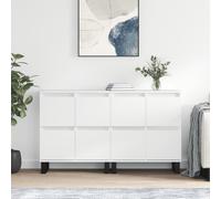 2x Sideboards High Gloss White Engineered Wood 120x35x70cm Storage Cabinet Unit
