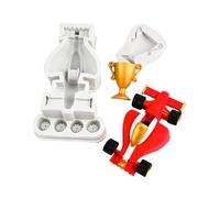 2X Silicone 3D Racing Car Trophy Cake Fondant Mold Sugarcraft Decorating Chocolate Baking Mould Tool Clay Craft Gum Paste Cupcake Topper Decor Resin Molds