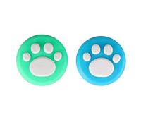 2X Silicone Analog Non-Slip Thumb Grips Stick Cap Case Cover Handle Joystick Button Caps for Nintendo Switch NS & Switch Lite Joy-con Controller Cute Cat Claw (Green-Blue)