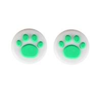 2X Silicone Analog Non-Slip Thumb Grips Stick Cap Case Cover Handle Joystick Button Caps for Nintendo Switch NS Joy-con Controller Cute Cat Claw (White-Green)