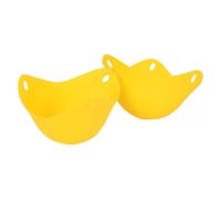 2x Silicone Egg Poachers - Yellow - Non-Stick Kitchen Frying Pan Microwave Induction Cooker Poached Egg Maker Cups Set - By Ashley