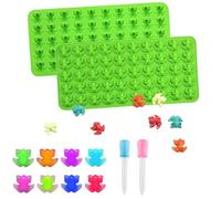 2X Silicone Frog Gummy Cake Fondant Mold Chocolate Baking Mould with 2X Liquid Droppers, Cupcake Decor Snack Dessert Cookie Biscuit Molds Ice Candy Tray DIY Resin Wax Sugar Craft