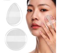 2x Silicone Makeup Puff Reusable Air Cushion Blender for Liquid & Powder, Transparent Powder Makeup Puffs Round And Oval Shape