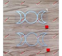 2X Silver 10.2cm Triple Moon Symbol Decal Sticker Car Vinyl Pagan Wiccan Goddess