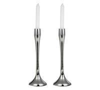 URBNLIVING 26/31cm Tall Metal Candle Taper Stand Holder Candlesticks Set for Candlelight Dinner Table Centrepiece Mantel Wedding Decorative Decor Christmas Party Housewarming Gift (2x Silver small)