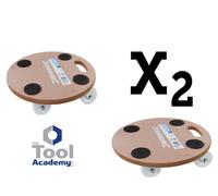 2x Silverline ROUND Dolly Trolley Platform Wheel 250KG Easy Movement Heavy Items