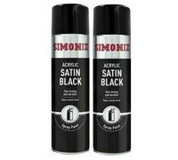 2x Simoniz Large Satin Black Acrylic Aerosol Car Spray Paint 500ml SIMP16D
