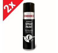 2x Simoniz Satin Black Acrylic Spray Paint 500ml Car Aerosol Fast Drying Smooth