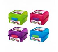 2x Sistema Rectangular Cube To Go Lunch Box Colour 1.4Ltr 14.8x14.4x9.8cm