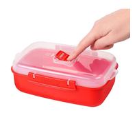 2x Sistema Rectangular Microwave Container Red 1.25Ltr 42.2oz L23.3xW7.9xH14.8cm