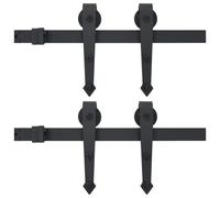 vidaXL 2x Sliding Door Hardware Kits Steel Black Hanger Rail Barn Track Frame