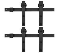 2x Sliding Door Hardware Kits Steel Black Rail Frame Barn Track Hanger vidaXL