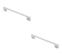 2x Slim D Shape Pull Handle 190 x 7mm 160mm Fixing Centres Polished Chrome