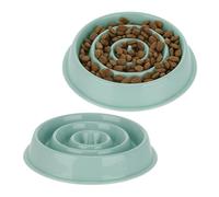 2x Slow Feeder Bowl, Anti Gulping, Food for Dogs, 400 ml, Eat Slowly, Dishwasher Safe, Spiral, Blue