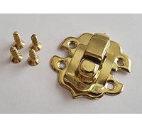 2X Small Gold Hasp Lock Toggle Latch Jewellery Cigar Wine Box Chest Craft Decoupage Projects + Screws Pack (2X Hasp + 8X Screws)