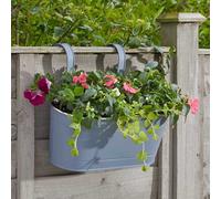 2X Smart Garden 30Cm 12 Inch Fence Balcony Hanging Pot Basket Slate Grey Planter