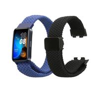 kwmobile Smartwatch Strap Compatible with Huawei Band 10/9 / 8 Straps - 2x Nylon Replacement Band - Black/Blue